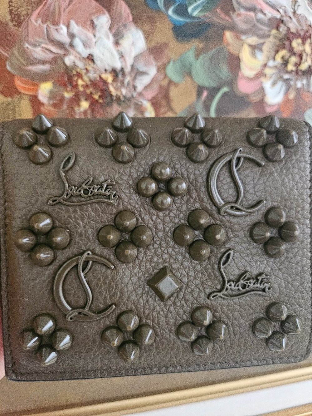 EUC Christian Louboutin Brown Studded Wallet
